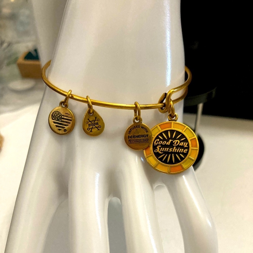 2019 Alex & Ani bracelet with Good Day Sunshine charm & positive energy charms​​
